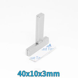 2/5/10/20/30/50PCS 40x10x3mmブロック強力な強力な磁石磁石40*10*3 3mテープ付き四肢ndfeb磁石40x10x3