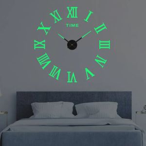 Simple Luminous Mute Clock DIY Stereo Digital 3D Wall Clock Living Room Bedroom Digital Wall Sticker Clock European-Style