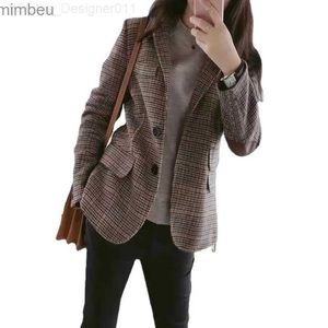 Women's Suits Blazers Plaid Office Lady Suits Designer Luxury Coat Elegant Women's Tailoring Blazer Tops Korean Oversized Clothes New In Outerwears C240410