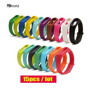 Acessórios 15pcs/lote boorui atacado miband 2 tira correia pulseira de pulso para xiaomi mi2 smart band pulsera substituto ajustável para mi2