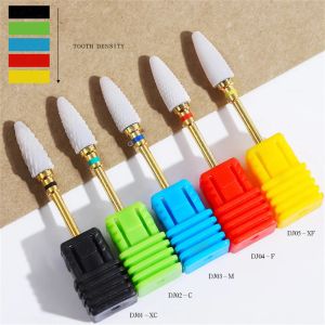 Professional Ceramic White Flame Cone Shaped Bit Nail Drill Gold Color 3/32" Shank Size (Fine, Flame Bit)