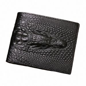 2023 Новый крокодиловый кожаный кошелек крокодиловый сцепление скрытое карманное кошелек крокодилового рисунка подлинный кожаный мужской кошелек S5NZ#