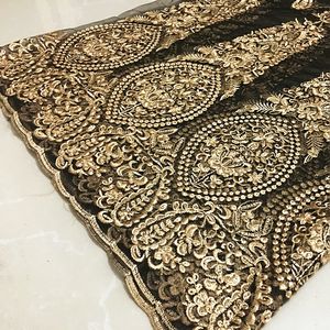 New mesh lace gold embroidery fabric High-end custom apparel fabric embroidery skirt cloth fabric