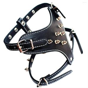 Dog Collars Spiked Studded Leather Puppy Harness Vest For Small Breeds Black