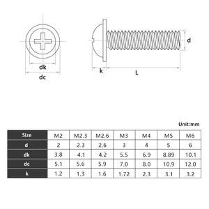 10-100pcs M2 M2,5 M3 M4 M5 Черный поперечный кусочек Phillips Head с винтом для стирального машины для пакета для ПК