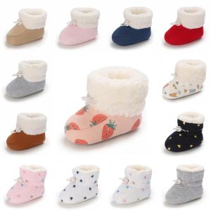 Sneakers Neue bunte bestickte Winter Schneeschuhe Neugeborene Super warme Baby weicher Sohle erster Walker nicht schlaue Baby -Mädchen Schuhe