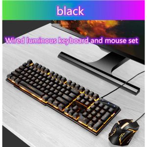 Combos 1600dpiphotoelétrico USB Wired Colorful Rainbow Suspension Backlight Office Gaming Teclado e conjunto de mouse adequado para laptop para PC