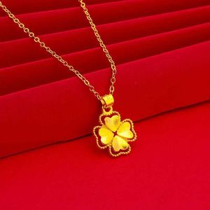 Pendant Necklaces Luxury High Grade Four-leaf Clover Collar Necklace Gold Color Female Small Popular Gold Pendant Necklace Gifts 240410