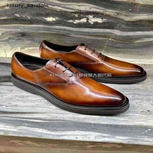 Berluti Mens klänningskor läderskor bun kanin italiensk inköpsagent Berluti 23 Autumnwinter New Alessio Casual Color Changing Leather Shoes Oxford Men 02OG