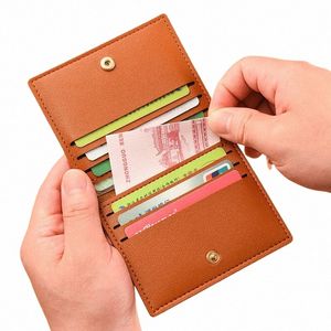 Kobiety mężczyzn Pu skórzana karta Busin Cover Candy Kolor ID Holder Bank Karta kredytowa Pudełko Multi Slot Slim Case Portfel 72GH#