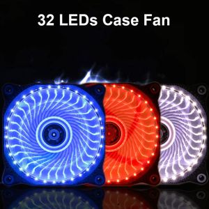 Cooling 120mm Ultra Silent 32 LEDs Case Fan Heatsink Cooler Cooling for PC Computer w/ AntiVibration Rubber,12CM Fan by 12V DC 3P