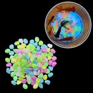 50Pcs/Pack Glow in the Dark Garden Pebbles for Walkways & Aquarium Decor and Plants Luminous Stones in Blue/Green/White/Yellow