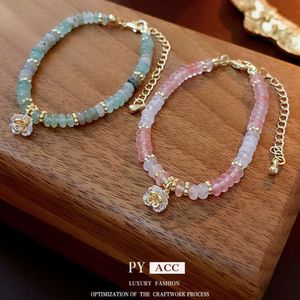 Zircon Flower Jade Beaded Sweet and Fashionable Stylish Design Sense Hand Bracelet Internet Celebrity Friend Same Style Handicraft for Women