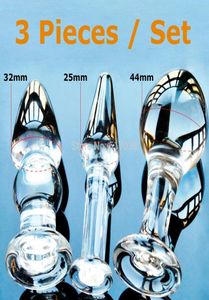 w1022 Cheap 3 pcs Set Pyrex Glass Anal Butt Plugs Beads Crystal Dildo Adult Sex toys female male masturbation products for women m4317154