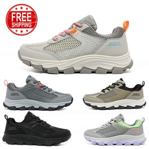 Free Shipping Men Women Running Shoes Low Lace-Up Comfort Black Grey Khaki Mens Trainers Sport Sneakers GAI