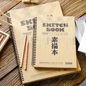 Notböcker Pro Art Sketchbook Tjockare Hard Kraft Cover White Paper Notebook Ritning Sketching Pad Note Book Diary Notepad Stationery