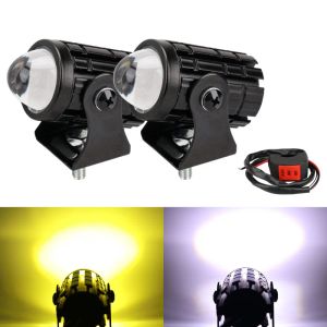 Motorcykel Mini Driving Light Headlight Universal Dual Color ATV Scooter för Auxiliary Spotlight Lamp Moto Fog Light Accessories