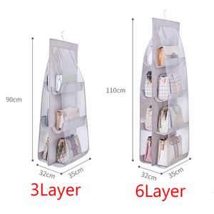 New 6/8 Pockets Hanging Closet Organizer Storage Anti-dust Cover Clear Foldable Handbag Purse Storage Bag Bags