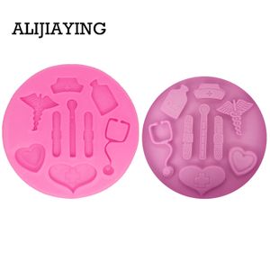 M1400 DIY Nurse hat thermometer band-aid Silicone Mold Doctors cake Decorating tool fondant chocolate Clay craft Resin