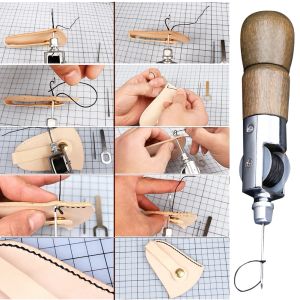 1/2Set Leather Sewing Machine Manual Handgjorda Custom Creative Diy Shoes Box Clothing Bagage Needle Gravering Havar Handverktyg