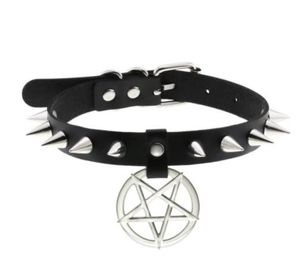 Spike Punk Choker Collar For Girl Goth Pentagram Necklace Emo Neck Strap Cosplay Chocker Gothic Accessories4975320