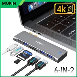 Hubs Mokin USB C HUB Adaptörü SD/TF Kart Okuyucu USB 3.0 PD100W Thunderbolt 3 Yerleştirme İstasyonu MacBook Pro Hava Dizüstü PC aksesuarları