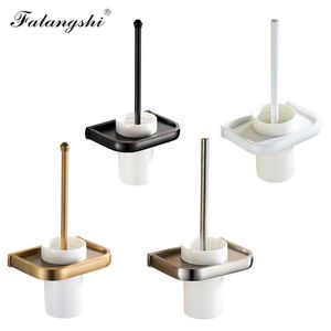 Falangshi High Quality Toilet Brush Holder Copper Brass Antique/Brush/White/Black Bathroom Accessories Wall Mounted WB8700