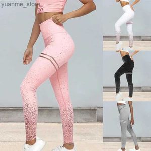 Yoga Outfits New best-selling womens gold printed legs non transparent sports and fitness legs push up sports pants yoga pants Y240410