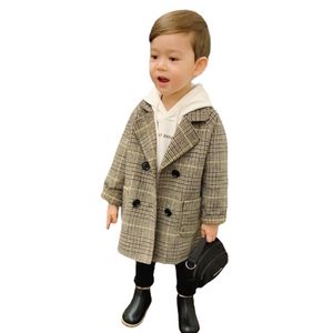 Winternetzjacken Jungen Jungen Mädchen Wolle Doppelbrustbrust Baby Boy Trench Coatte Revers Herbst Kids Oberbekleidung Mäntel Frühling Wollmantel