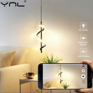Anhängerlampen Moderner LED -Kronleuchter mit minimaler Kreativität Nachttischlampe Decke für Heimdekoration Schlafzimmer und Innenbeleuchtung YQ240410