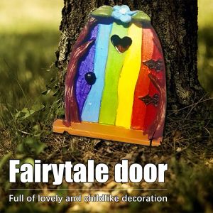 6 datorer Wood Miniature Fairy Gnome Window Door Elf Home Creative Yard Art Sculpture for Yard Art Tree Sculpture Fairy Garden Decor