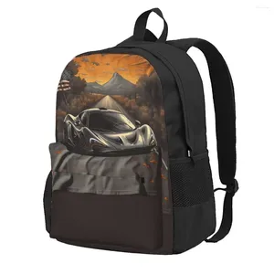 Backpack Powerful Sports Car Road Fun Backpacks Unisex Travel Durable High School Bags Colorful Rucksack