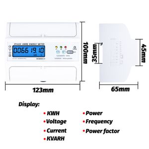 3フェーズ4ワイヤRS485 Modbus 380V 80A DINレールエネルギーメーターデジタルバックライト力率モニター電圧電流ディスプレイ