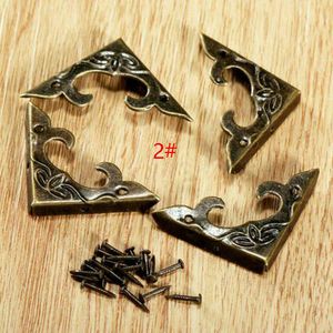 4PCS Praktyczne antyczne mosiężne/złotą metalową książkę scrapbooking menu folder narożny obrońca drewniane pudełko z srew