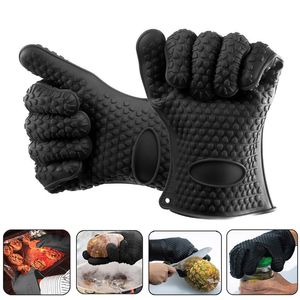 1/2pcs Ofenhandschuhe Backhandschuhe 230 hitzebeständiger Silikonhandschuh Küche Verdickende Grillofen Kochhandschuh BBQ Grillhandschuhe