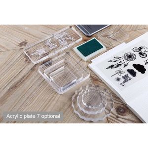 Açık damga yapıştırılmış kauçuk damgalar için akrilik blok diy scrapbooking net fotoğraf albümü dekoratif el yapımı araç