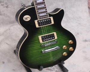 Ultimate Custom 1958 Slash Signed 2017 Limited Edition Anaconda Burst Flame Top Trans Green Electric Guitar Dark Brown Back5446921