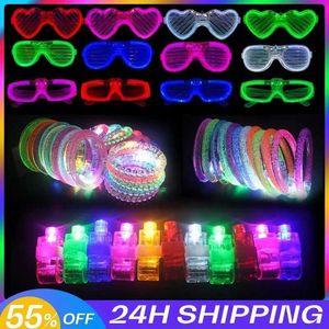 LED Flying Toys 50PCS Mix Led Glasses Party Favors Glow Bracelets Light Up Toy Led Finger Lights for Party Wedding Birthday Halloween Decoration 240410