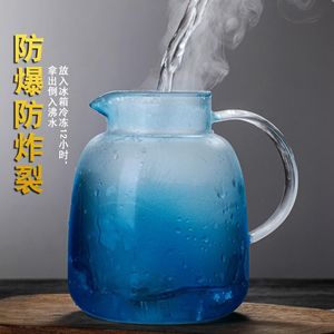 Lingao Guanshan Kühlwasserflasche Glas Kaltwasserflasche Haushalt große Kapazität Hochtemperaturbeständiger Saftflasche Set