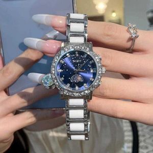 Sun Moon Stars and Watches for Women Ceramic Small Luxury Full Diamond Cull