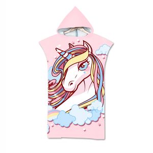 Toalha de praia unicorn toalha de capuz de capuz para adultos unicorn rosa manto rosa poncho para nadar crianças secas de banheira de banho de banho rápido