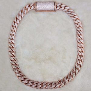 14k 18k Rose Gold Chain 925 Sterling Silver Vvs Moissanite Diamond Cuban Chain Hip Hop Iced Out Cuban Link Chain for Men