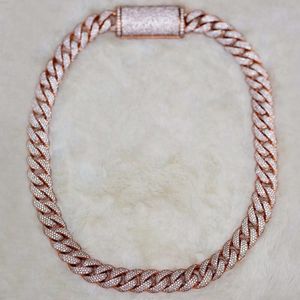 Catena in oro rosa 18K 18K 925 Sterling Silver VVS Moissanite Diamond Cuban Chain Cuban Hip Hop a ghiaccio Cuban Link Chain for Uomini