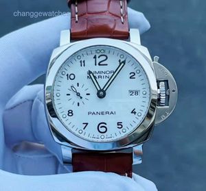 Wristwatches Mens Mechanical LuxuryFashion 42mm Panerei White Dial Calendar Automatic Mechanical Mens Q240529