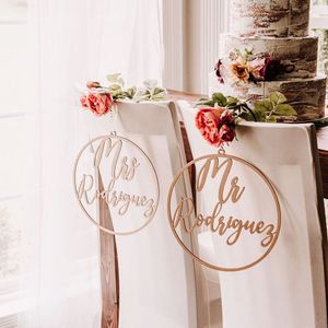 2 pezzi personalizzati da sposa e sedia da sposa marciatrice Mr e Mrs Wooden Decor decorazioni per tavola rotonda o cuore per feste