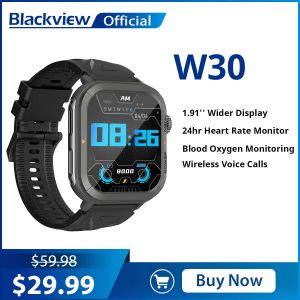 Watches Blackview W30 Waterproof Smart Watch New Version Men Women Health and Fitness Tracking Watch, Bluetooth Ringer för ISO Android