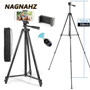 Tripés Nagnahz Tripé para telefone 150cm Gravação de vídeo Tripé Stand com Bluetooth Remote Universal Camera Phone Photography Stand Stand