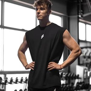 Summer Fitness Sports Tampo Top masculino Brandável Treinamento solto Treinamento sem mangas Camiseta rápida colete de secagem masculina roupas de fitness 240408