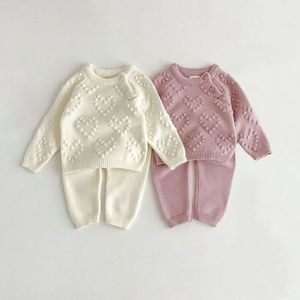 2pcs Spring Baby Girl Cloths Sets Knit Sweater Pants for Girls Born Roubs Conjunto 240407