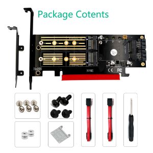 Cards Upgrad 3in1 Msata and for NVME M.2 SATA SSD MKey & BKey to PCIE 4X PCI Express 3.0 4.0 and SATA3 Adapter Converter Riser Card